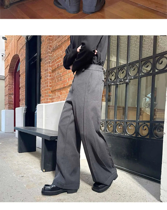 LUZHEN 2025 Frühjahr Neue Koreanische Einfarbig Casual Anzug Hosen Männer Mode Lose Dreidimensionale Spleißen Design Hosen LZ9369 Festival Outfits | Techno Shirts | Rave Clothing