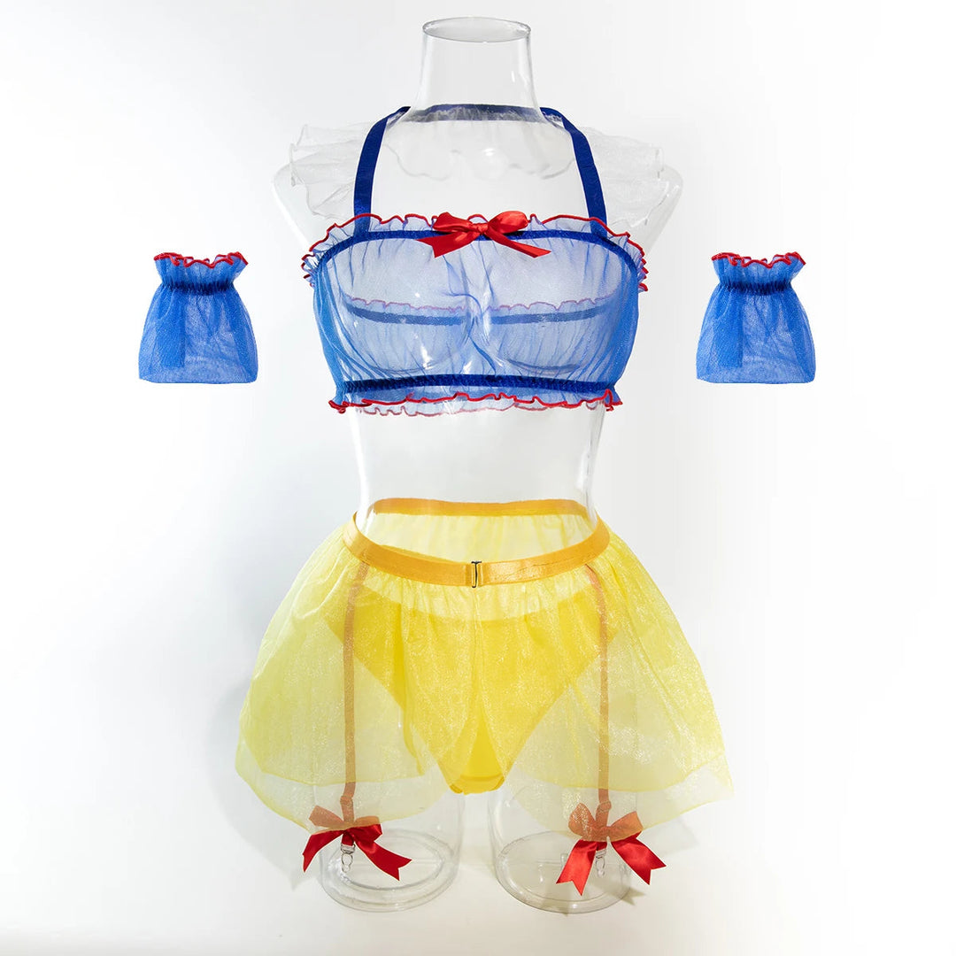 Ellolace Erotik Cosplay Sexy Kostüm Transparent Mesh Rollenspiel Outfit Rüschenbesatz Onlyfans Disguise Strumpfgürtel Exotische Sets Festival Outfits | Techno Shirts | Rave Clothing