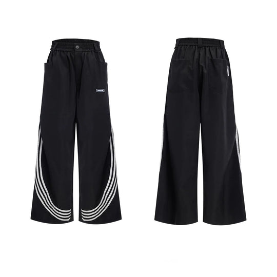 LUZHEN 2025 Neue Streifen Gedruckt Baggy Breite Bein Straße Sport Hosen Männer Stilvolle Frauen Paare Stehen Neck Casual jacke JY1403 Festival Outfits | Techno Shirts | Rave Clothing