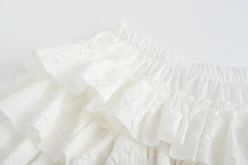 Kawaii Lolita Rock Shorts Frauen Sommer Rüschen Patchwork Layered Hohe Taille Nette Balletcore Mini Rock Tutu Petticoat Festival Outfits | Techno Shirts | Rave Clothing