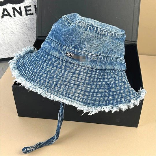 Neue braune Leopardenmuster Designer Cowboy Eimer Hüte mit Schnur Frauen Denim Strand Sonnenhut Outdoor Panama Sommer Fischer Kappe Festival Outfits | Techno Shirts | Rave Clothing