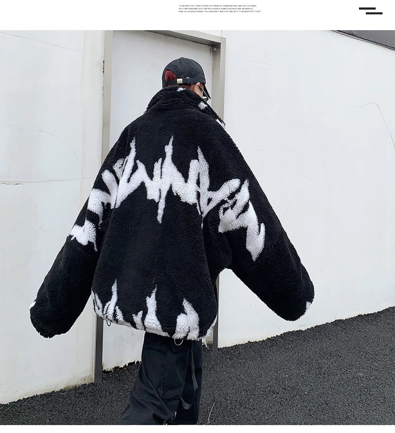 Mauroicardi Winter Übergroße Verdickte Warme Flauschige Kunstpelz Jacke Männer Raglan Langarm Zip Up Luxus Designer Kleidung 2022 Festival Outfits | Techno Shirts | Rave Clothing