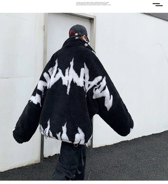 Mauroicardi Winter Übergroße Verdickte Warme Flauschige Kunstpelz Jacke Männer Raglan Langarm Zip Up Luxus Designer Kleidung 2022 Festival Outfits | Techno Shirts | Rave Clothing