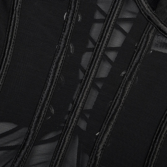 Rückenfreies Schnürkorsett-Set – Nahtlose Push-Up Unterwäsche 3-teilig Schwarz Festival Outfits | Techno Shirts | Rave Clothing