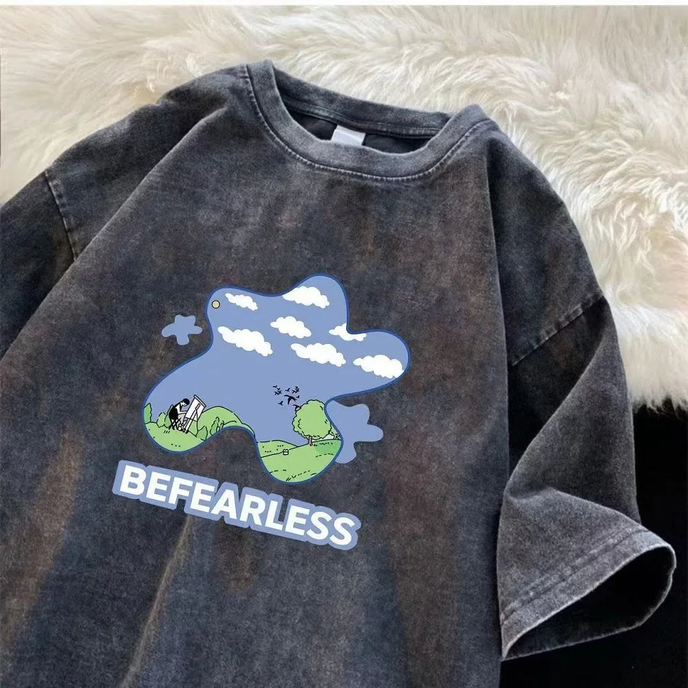 Wasserwaschbares Vintage-T-Shirt für Männer und Frauen, Retro-Design, einzigartig, Hip-Hop, lässig, Straßenmode, Sommertrend, modisch Festival Outfits | Techno Shirts | Rave Clothing