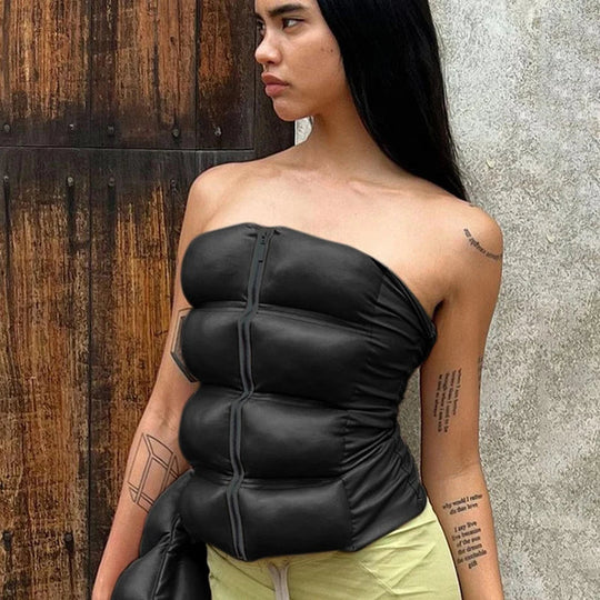 Sexy Frauen Shiny Gold Silber Bustier Crop Tops Helle PU Leder Krone Gürtel Abnehmen Taille Liebsten Low-cut Korsett top Sommer Festival Outfits | Techno Shirts | Rave Clothing