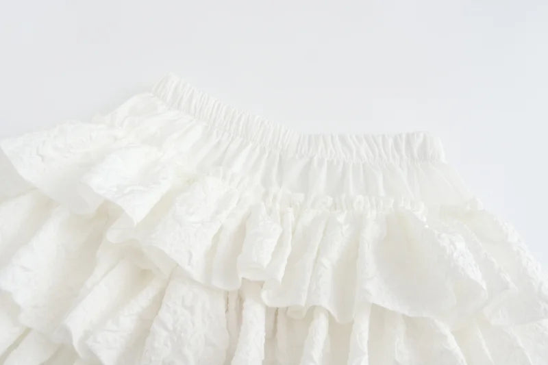 Kawaii Lolita Rock Shorts Frauen Sommer Rüschen Patchwork Layered Hohe Taille Nette Balletcore Mini Rock Tutu Petticoat Festival Outfits | Techno Shirts | Rave Clothing