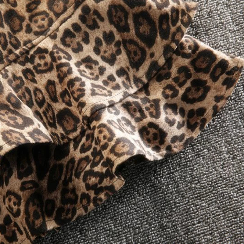 Deeptown sexy Leoparden muster Falten rock y2k Vintage-Stil Frauen hohe Taille Röcke Rüschen Minirock braun weibliche Streetwear Festival Outfits | Techno Shirts | Rave Clothing