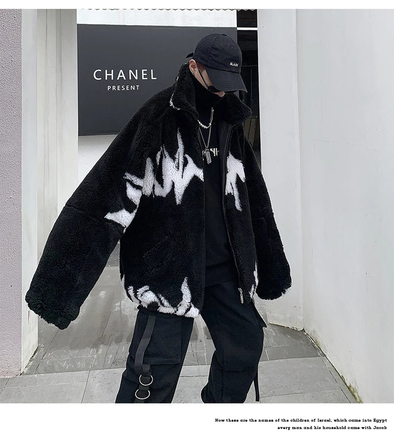 Mauroicardi Winter Übergroße Verdickte Warme Flauschige Kunstpelz Jacke Männer Raglan Langarm Zip Up Luxus Designer Kleidung 2022 Festival Outfits | Techno Shirts | Rave Clothing