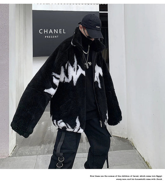 Mauroicardi Winter Übergroße Verdickte Warme Flauschige Kunstpelz Jacke Männer Raglan Langarm Zip Up Luxus Designer Kleidung 2022 Festival Outfits | Techno Shirts | Rave Clothing