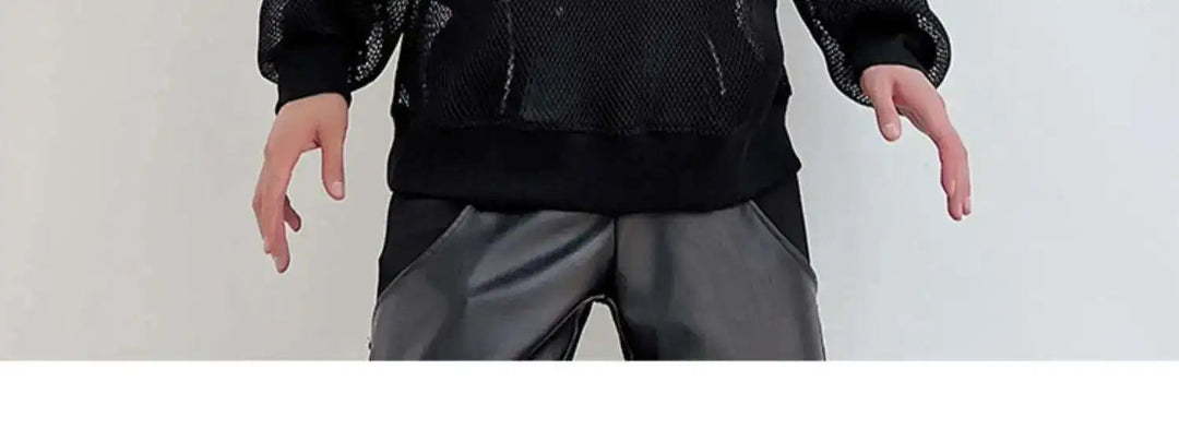 LUZHEN 2025 Frühling High Street Perspektive Original Mesh Design Pullover Herrenmode Metall Schnalle Schmücken Casual Tops LZ3027 Festival Outfits | Techno Shirts | Rave Clothing