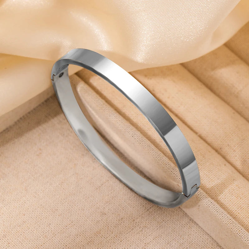 ANENJERY 316L Edelstahl Glatte Intarsien Zirkon Herz Armband für Frauen Männer Einfache Mode Temperament Schmuck Geschenke Täglich Festival Outfits | Techno Shirts | Rave Clothing