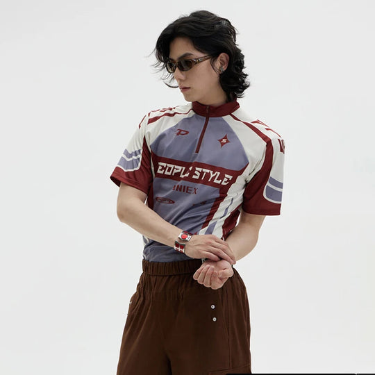 LUZHEN Original Hohe Qualität Schnell Trocknend Kurzarm T-shirts Männer 2025, Sommer Brief Farbe Kontrast Gedruckt Casual Tops JY1591 Festival Outfits | Techno Shirts | Rave Clothing