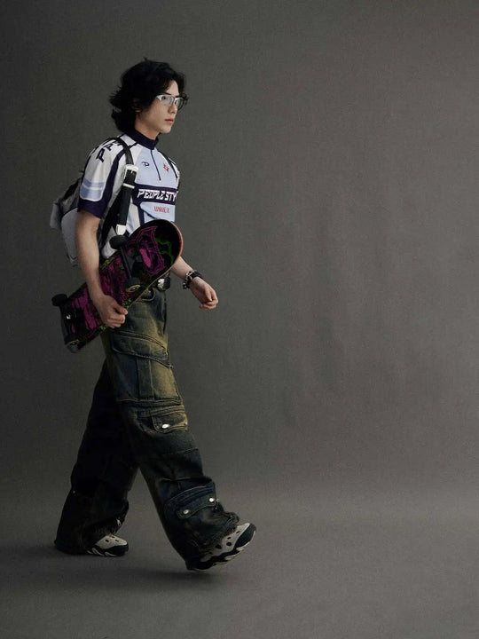 LUZHEN Original Hohe Qualität Schnell Trocknend Kurzarm T-shirts Männer 2025, Sommer Brief Farbe Kontrast Gedruckt Casual Tops JY1591 Festival Outfits | Techno Shirts | Rave Clothing