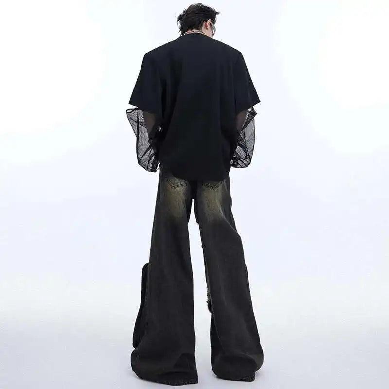 LUZHEN Mode Neue Original Gaze Spleißen Design Langarm T Shirts männer 2025, Trendy Nische Hohe Qualität Casual Tops LZ3975 Festival Outfits | Techno Shirts | Rave Clothing