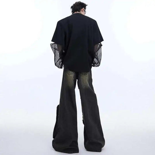 LUZHEN Mode Neue Original Gaze Spleißen Design Langarm T Shirts männer 2025, Trendy Nische Hohe Qualität Casual Tops LZ3975 Festival Outfits | Techno Shirts | Rave Clothing