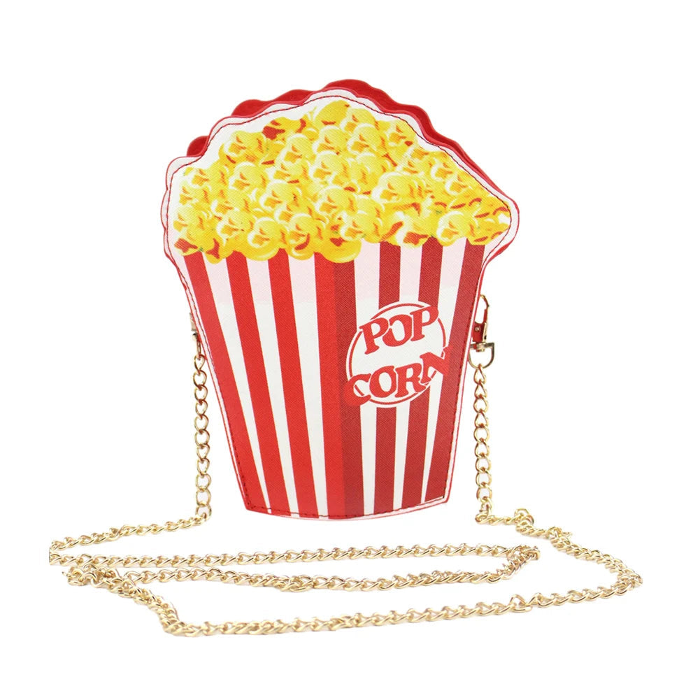 Cute Popcorn Shoulder Bag for Woman Cupcake Hamburger Chain Bag Causal Handbag Purse Clutch Cute Popcorn Crossbody Messenger Bag Festival Outfits | Techno Shirts | Rave Clothing