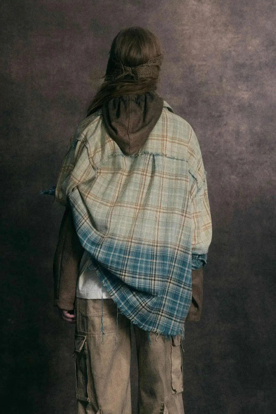 90er Jahre kariertes Festival Langarmhemd | Rave Outfit Herren Festival Outfits | Techno Shirts | Rave Clothing