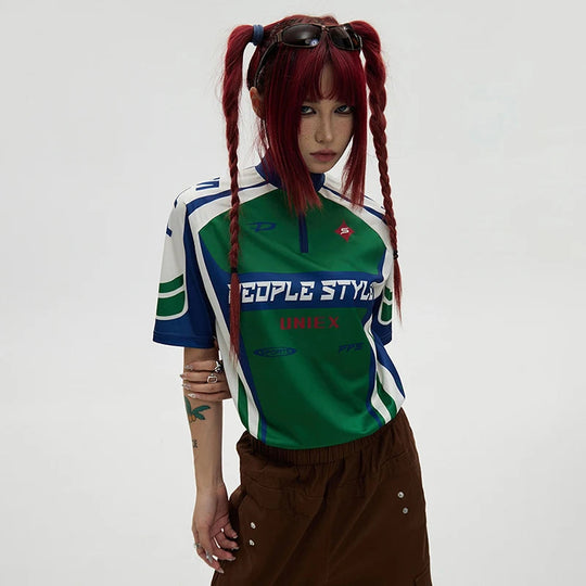 LUZHEN Original Hohe Qualität Schnell Trocknend Kurzarm T-shirts Männer 2025, Sommer Brief Farbe Kontrast Gedruckt Casual Tops JY1591 Festival Outfits | Techno Shirts | Rave Clothing