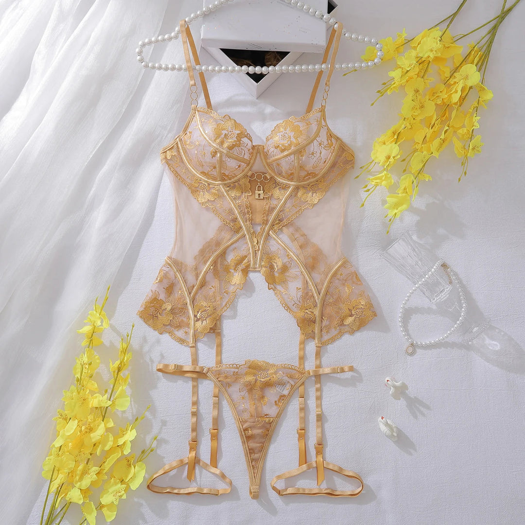 Ellolace Fantasy Dessous Ultra Hot Lace Sexy Onlyfans Kit Transparente Ensemble Dessous Femmes Fancy G-String Tüll Unterwäsche Festival Outfits | Techno Shirts | Rave Clothing