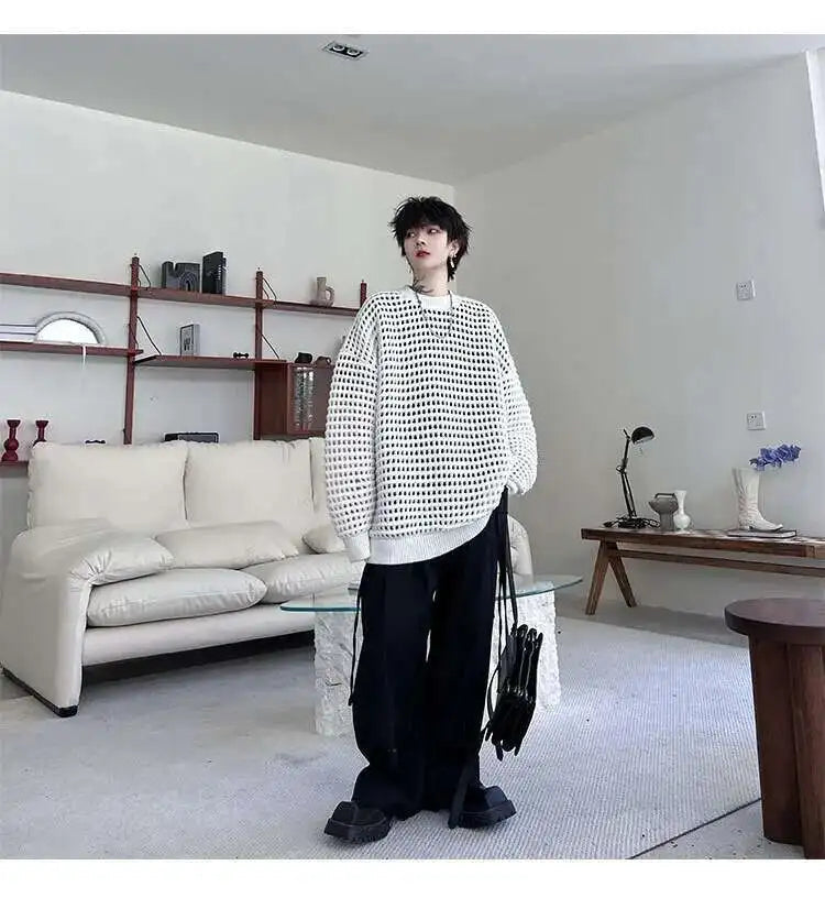 Gestrickter Pullover 2025, Baggy | Hohe Qualität Männer Festival Outfits | Techno Shirts | Rave Clothing