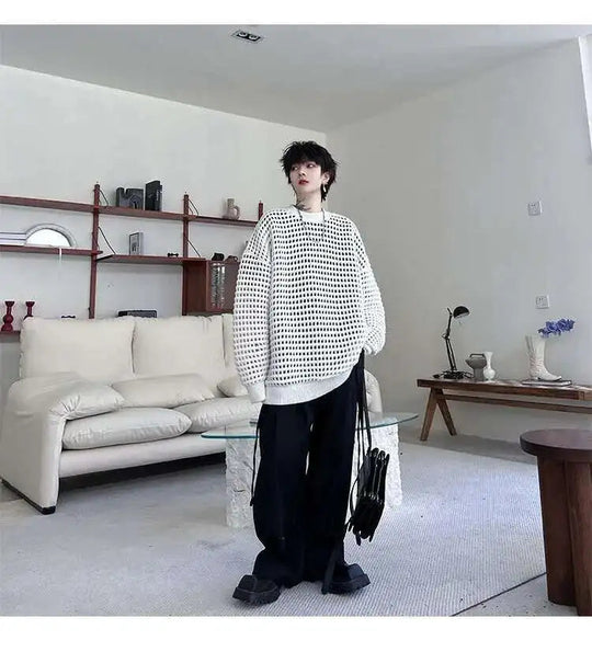 Gestrickter Pullover 2025, Baggy | Hohe Qualität Männer Festival Outfits | Techno Shirts | Rave Clothing