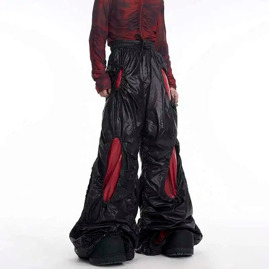 LUZHEN Personalisierte Farbkontrast Hohl Patchwork Design Weites Bein Freizeithose Herren Stilvolle High Street Baggy Hose LZ9561 Festival Outfits | Techno Shirts | Rave Clothing