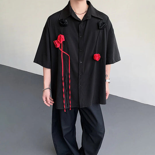 LUZHEN Original Dreidimensionale Patchwork Design Elegante Kurzarm Tops Männer der 2025 Sommer Trendy Lose Beiläufige Tops JY1625 Festival Outfits | Techno Shirts | Rave Clothing