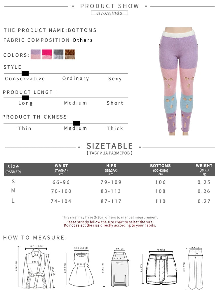 Sister linda gestrickte hipster chic y2k hohle hose frauen zerrissen elastische hohe taille lässige basi hose weibliche hosen streetwear FESTIVAL OUTFITS & STREETWEAR