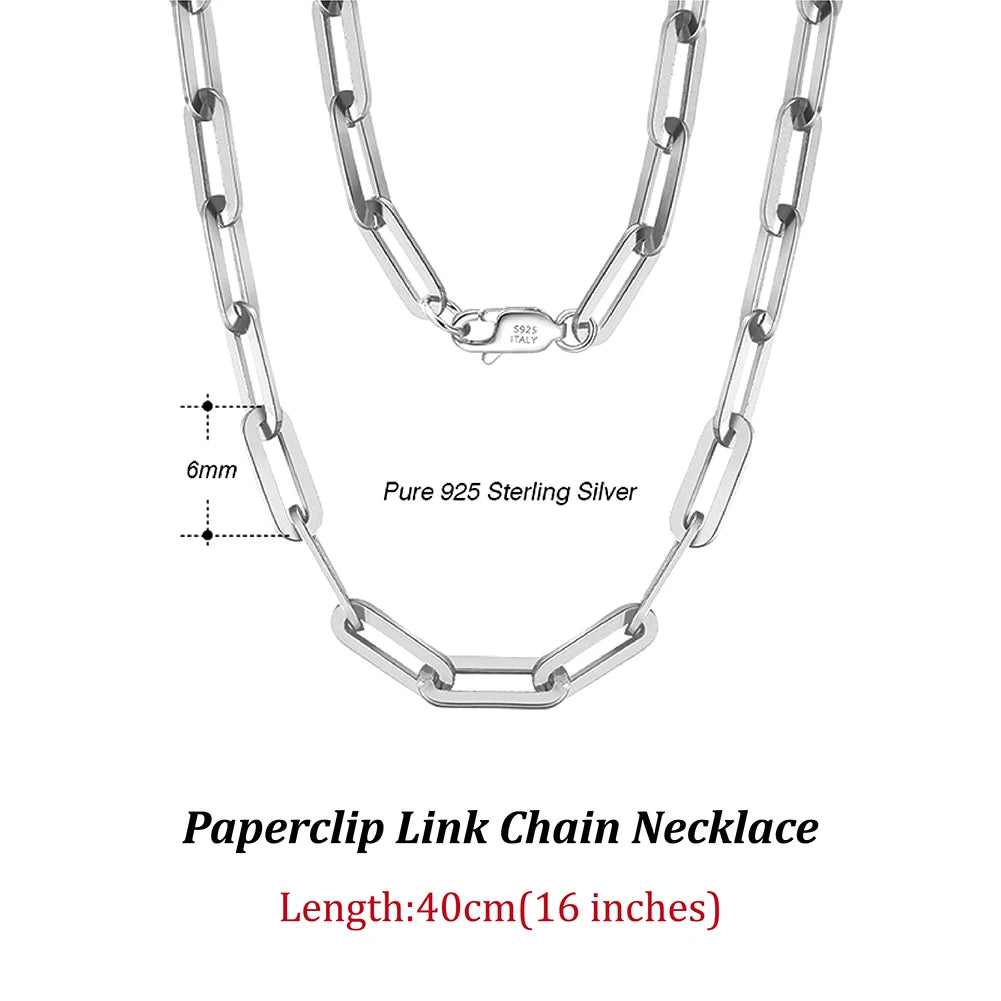 ORSA JEWELS 14K vergoldete echte 925er Sterlingsilber-Büroklammer-Halskette, 6/9,3/12 mm Gliederkette für Damen und Herren, Schmuck SC39 Festival Outfits | Techno Shirts | Rave Clothing