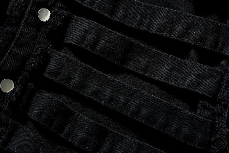 y2k Jeansweste mit Kapuze | Rave Outfit Herren Festival Outfits | Techno Shirts | Rave Clothing