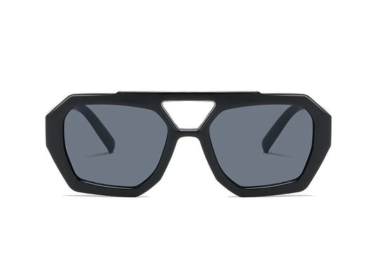 Vintage Quadratische Sonnenbrille für Frauen Männer Dicker Rahmen Doppelte Brücken Brillen Weibliche Mode Chic Polygon Sonnenbrille Leopard Blau Festival Outfits | Techno Shirts | Rave Clothing