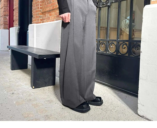 LUZHEN 2025 Frühjahr Neue Koreanische Einfarbig Casual Anzug Hosen Männer Mode Lose Dreidimensionale Spleißen Design Hosen LZ9369 Festival Outfits | Techno Shirts | Rave Clothing