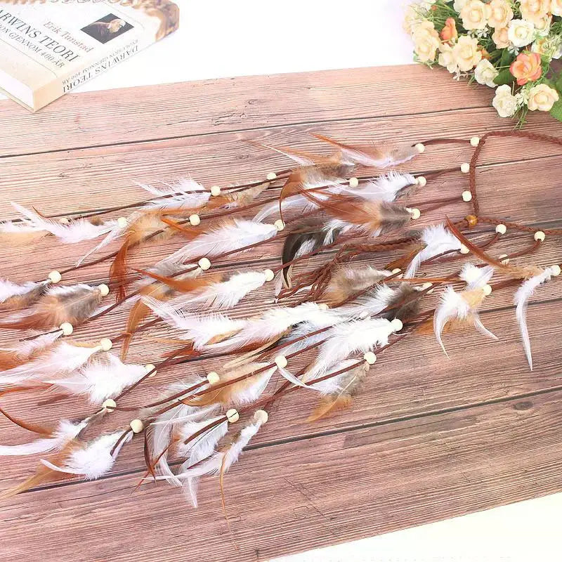 Böhmisches Feder-Haarband für Damen, festliche Maskerade, Karneval, Hippies, Kostüm, indischer Abschlussball, Zigeuner, lange Quaste, Haarschmuck Festival Outfits | Techno Shirts | Rave Clothing
