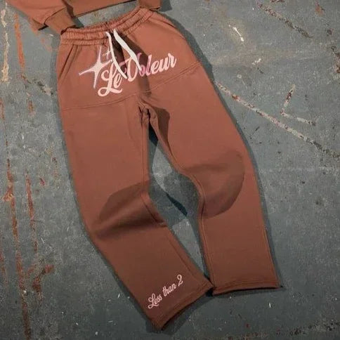 Streetwear Hoodie Jogginghose Zweiteiliges Set Y2K Männer Frauen Hip Hop Brief bestickt übergroße Hoodie Sweatshirt Lounge Hosen Set Festival Outfits | Techno Shirts | Rave Clothing