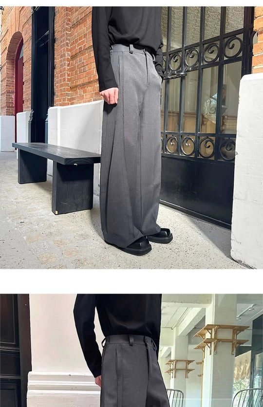 LUZHEN 2025 Frühjahr Neue Koreanische Einfarbig Casual Anzug Hosen Männer Mode Lose Dreidimensionale Spleißen Design Hosen LZ9369 Festival Outfits | Techno Shirts | Rave Clothing