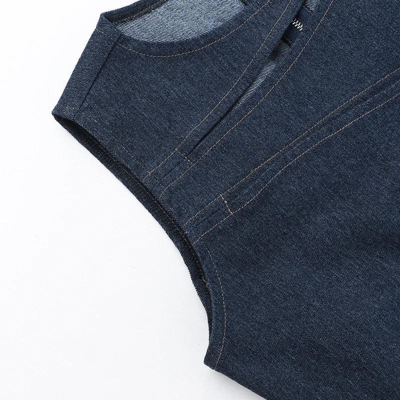 Talenza Damen-Weste, ärmellos, Rundhalsausschnitt, Sommer, einfarbig, hohl, schmale Weste, Top, modisch, sexy Streetwear, Damen, schmale Weste Festival Outfits | Techno Shirts | Rave Clothing