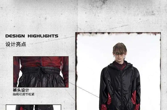 LUZHEN Personalisierte Farbkontrast Hohl Patchwork Design Weites Bein Freizeithose Herren Stilvolle High Street Baggy Hose LZ9561 Festival Outfits | Techno Shirts | Rave Clothing