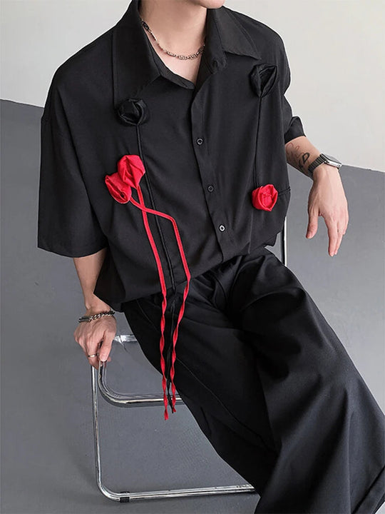 LUZHEN Original Dreidimensionale Patchwork Design Elegante Kurzarm Tops Männer der 2025 Sommer Trendy Lose Beiläufige Tops JY1625 Festival Outfits | Techno Shirts | Rave Clothing