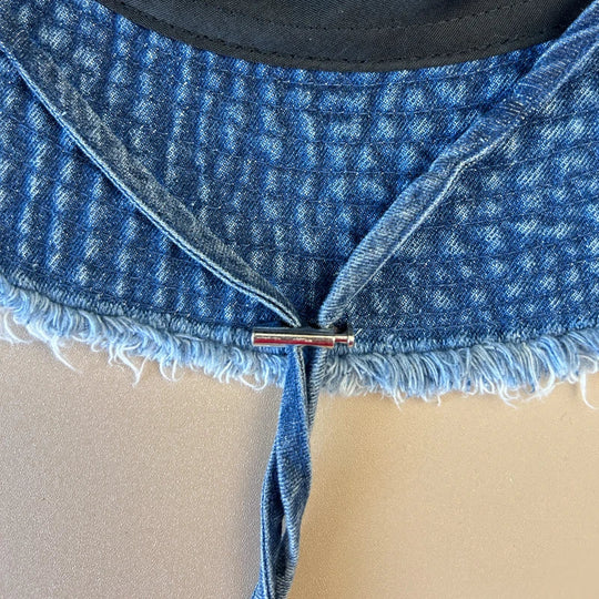 Neue braune Leopardenmuster Designer Cowboy Eimer Hüte mit Schnur Frauen Denim Strand Sonnenhut Outdoor Panama Sommer Fischer Kappe Festival Outfits | Techno Shirts | Rave Clothing