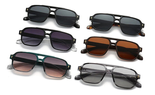 SHAUNA Retro Doppel Brücken Quadrat Sonnenbrille Frauen Gradient Shades UV400 Mode Marke Designer Nieten Männer Sonnenbrille Festival Outfits | Techno Shirts | Rave Clothing