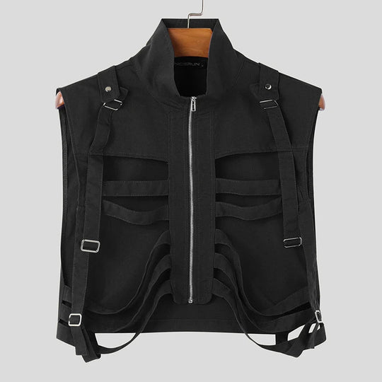 INCERUN 2024 Mens Tops Stylish Hot Sale Deconstruction Design Vests Sexy Male Personality Hollow Solid Cropped Zipper Waistcoats Festival Outfits | Techno Shirts | Rave Clothing