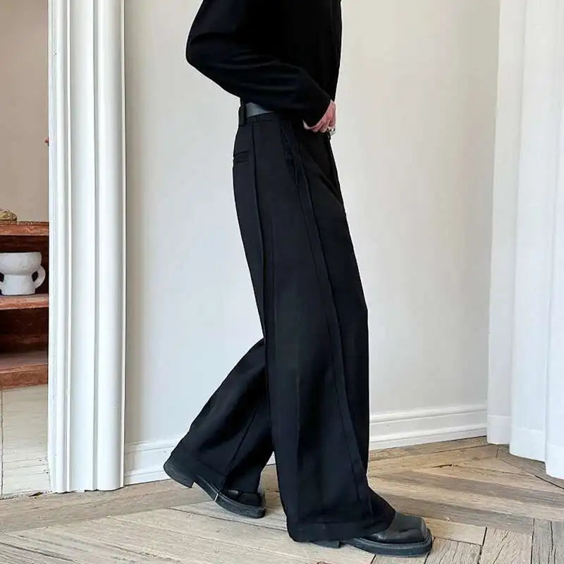 LUZHEN 2025 Frühjahr Neue Koreanische Einfarbig Casual Anzug Hosen Männer Mode Lose Dreidimensionale Spleißen Design Hosen LZ9369 Festival Outfits | Techno Shirts | Rave Clothing