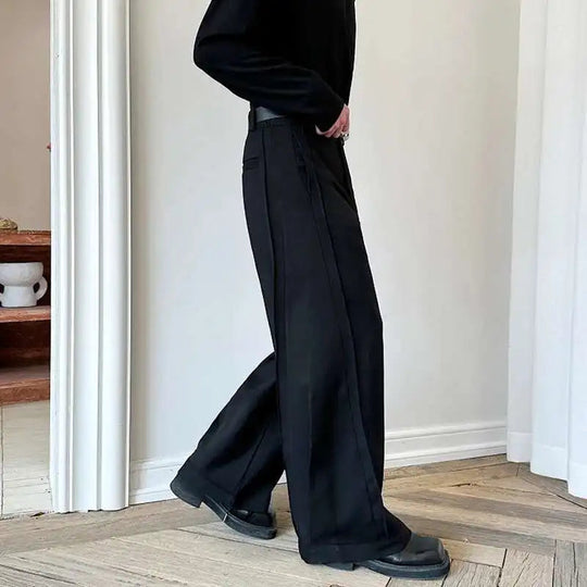 LUZHEN 2025 Frühjahr Neue Koreanische Einfarbig Casual Anzug Hosen Männer Mode Lose Dreidimensionale Spleißen Design Hosen LZ9369 Festival Outfits | Techno Shirts | Rave Clothing