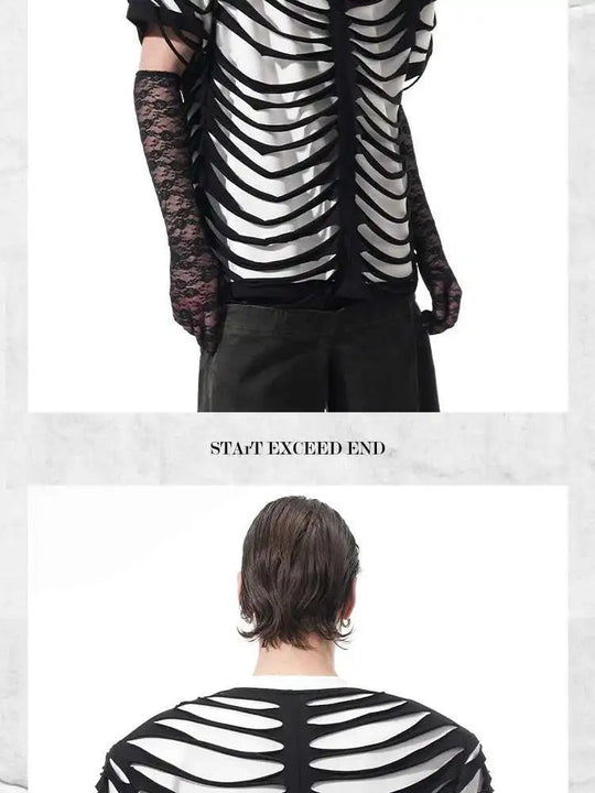 LUZHEN 2025 Sommer Neue Original Personalisierte Aushöhlen Patchwork Design Gefälschte Zwei Stück T-shirts männer High Street Tops JY1125 Festival Outfits | Techno Shirts | Rave Clothing