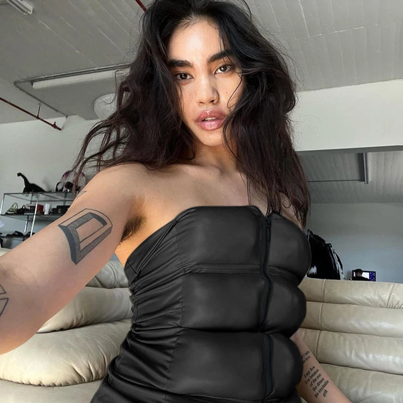 Sexy Frauen Shiny Gold Silber Bustier Crop Tops Helle PU Leder Krone Gürtel Abnehmen Taille Liebsten Low-cut Korsett top Sommer Festival Outfits | Techno Shirts | Rave Clothing