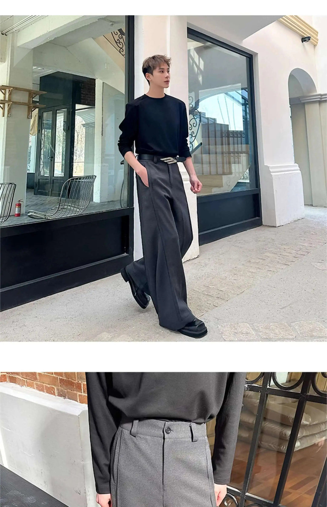 LUZHEN 2025 Frühjahr Neue Koreanische Einfarbig Casual Anzug Hosen Männer Mode Lose Dreidimensionale Spleißen Design Hosen LZ9369 Festival Outfits | Techno Shirts | Rave Clothing