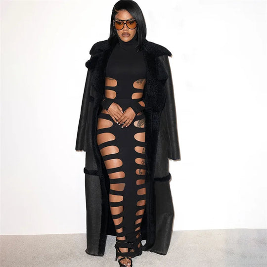 2024 neuer Stil hohler sexy Langarm-Overall asymmetrischer Hot-Girl-Persönlichkeitsanzug Festival Outfits | Techno Shirts | Rave Clothing