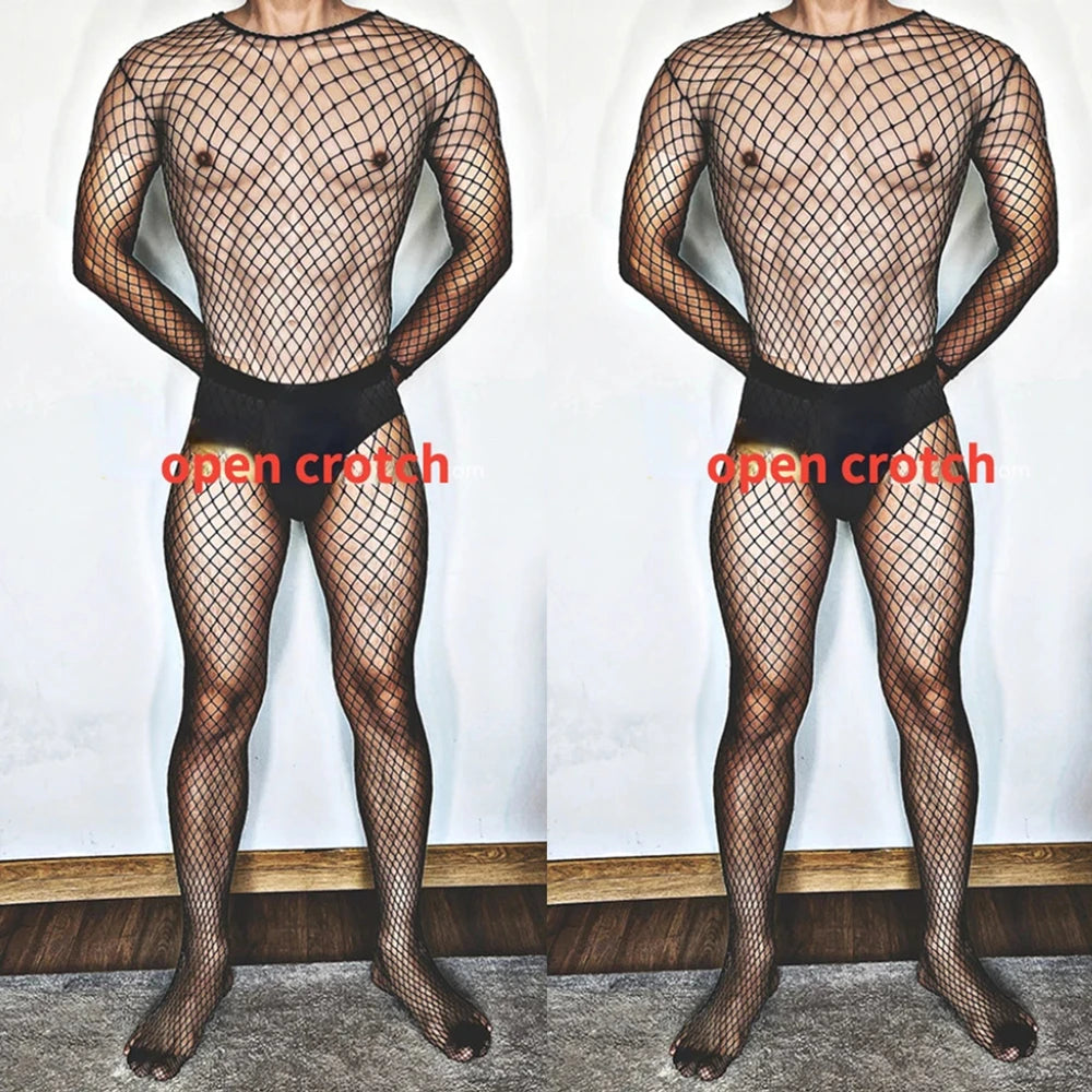 Bodystockings Sexy Dessous Männer Strumpfhosen Offenes Gesäß Mann Sex Strumpf Erwachsene 18 Erotische Mesh Sissy Transparent Homosexuell Bodys Festival Outfits | Techno Shirts | Rave Clothing