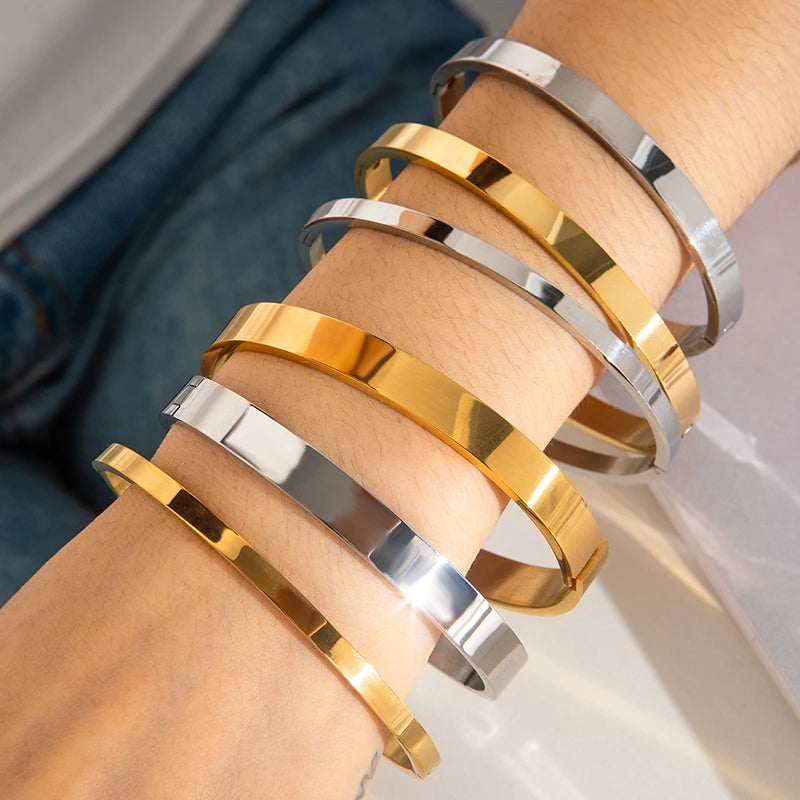 ANENJERY 316L Edelstahl Glatte Intarsien Zirkon Herz Armband für Frauen Männer Einfache Mode Temperament Schmuck Geschenke Täglich Festival Outfits | Techno Shirts | Rave Clothing